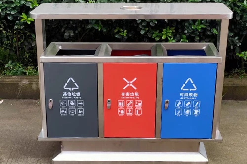 三分类不锈钢脚踏垃圾桶